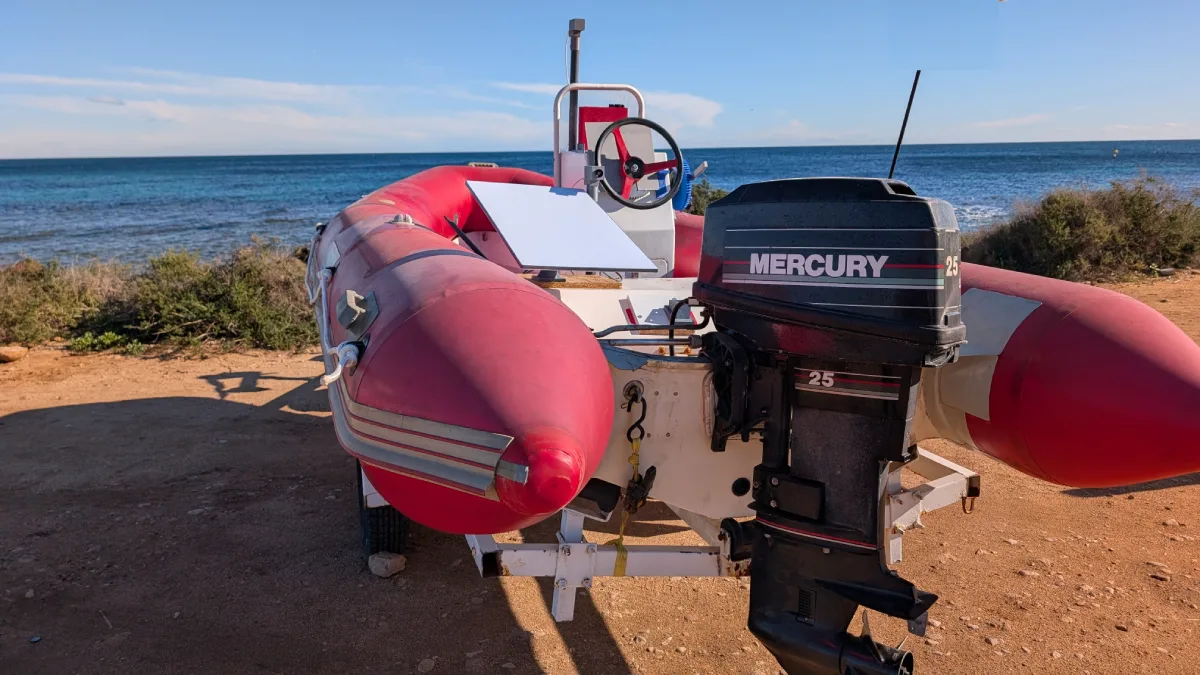 The same boat with the AI Mariner Drone Kit installed