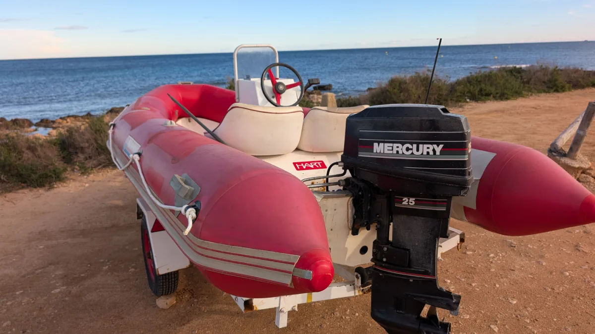 The original boat before installation of the AI Mariner Drone Kit